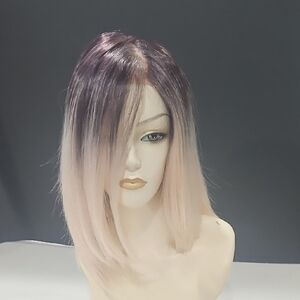Purple to Blush Ombre Straight Ladies Wig - Soft Pastel Pinkish Undertones.
